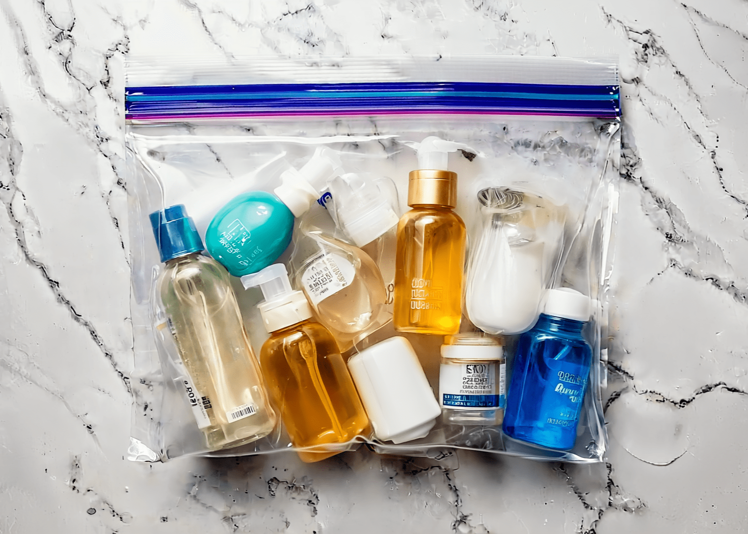 Travel Bottles in a Quart Bag 